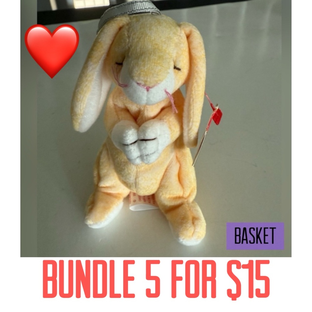 ❤️Bundle 5 for $15❤️ 2001 Grace the Rabbit BASKET Beanie Baby